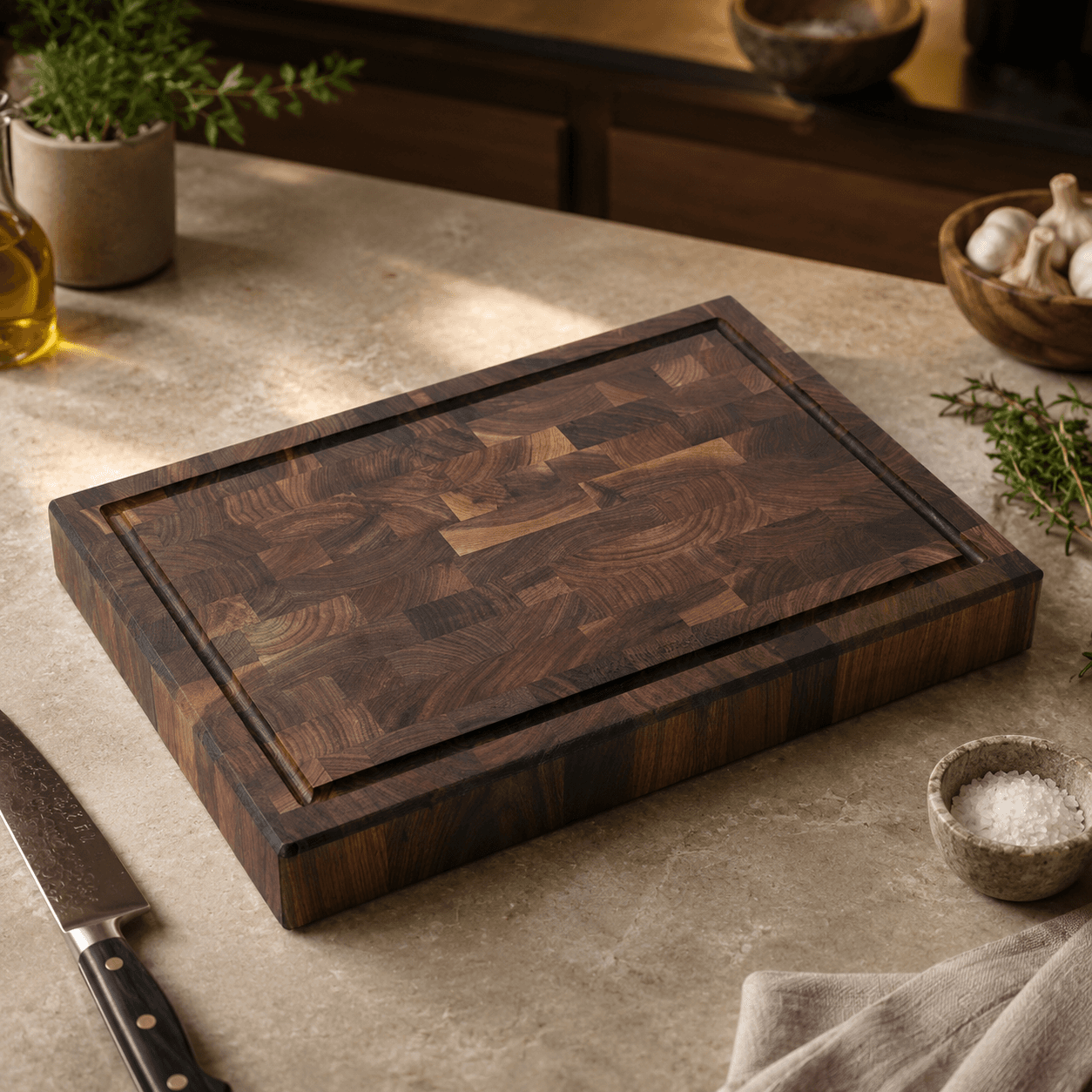 End-Grain Walnut Butcher Block