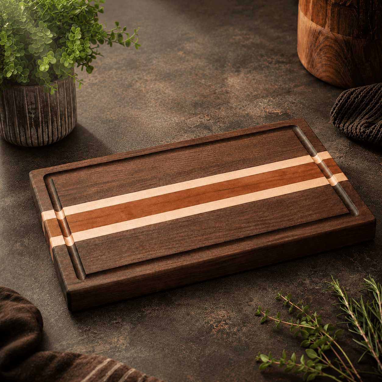 Walnut & Maple Stripe Cutting Board